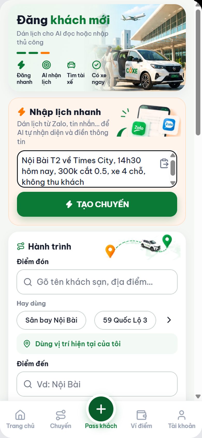 Nhập lịch nhanh