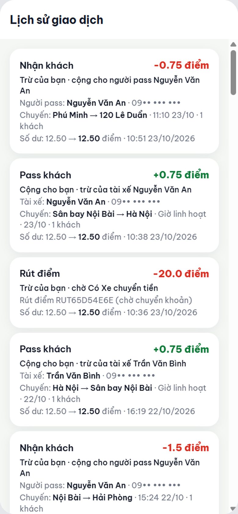 Lịch sử giao dịch