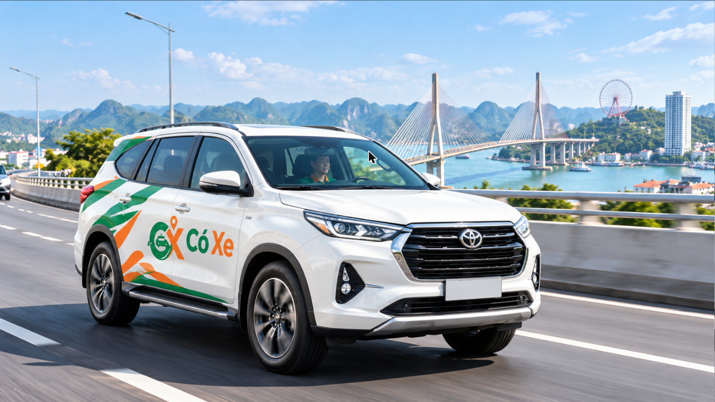 Xe Có Xe chạy trên cao tốc Hà Nội – Hạ Long gần cầu Bãi Cháy