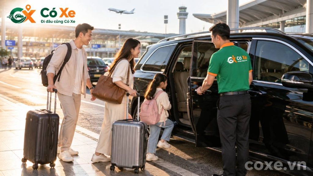 Khách ra sân bay Nội Bài lên xe 7 chỗ do tài xế đón